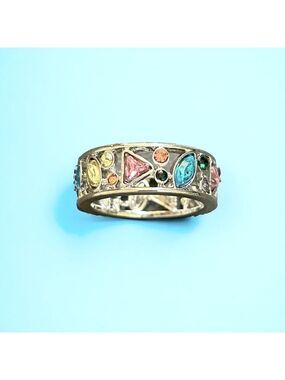 🎉Host Pick!!🎉 Colorful Silver Tone Rhinestone Hollow Ring NWT
